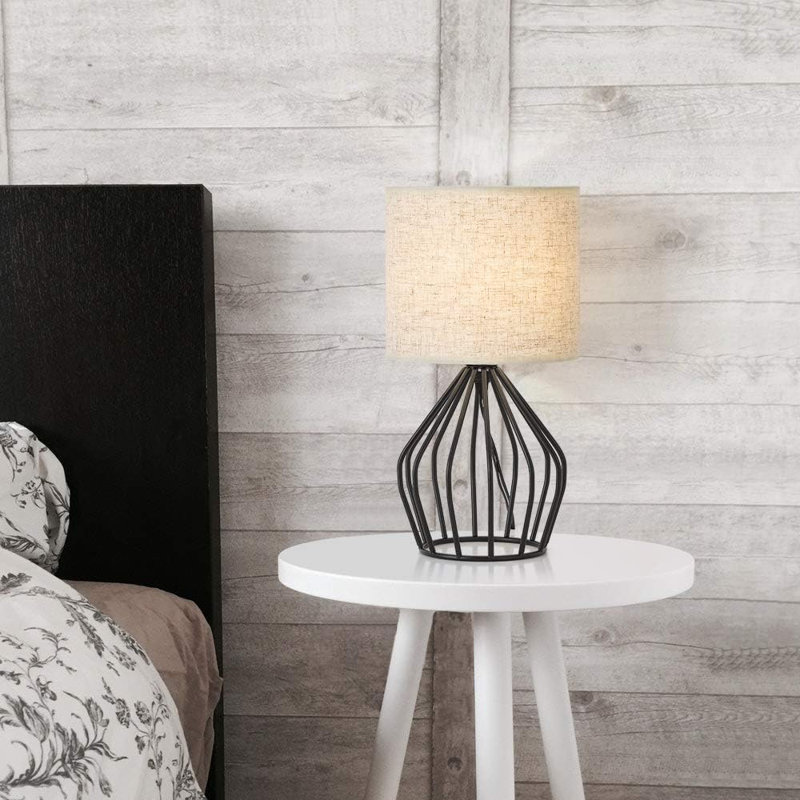 Metal Table Lamp, 14.6" H x 7.09" W  x 7.09" D, Black, Blue