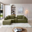 Canapé modulaire modulaire, canapé en nuage de velours côtelé à siège profond avec porte-gobelets, ports USB et boîte de rangement, canapé-lit, canapé sans dossier avec repose-pieds mobile pour le salon, aucun assemblage requis, vert-129200509
