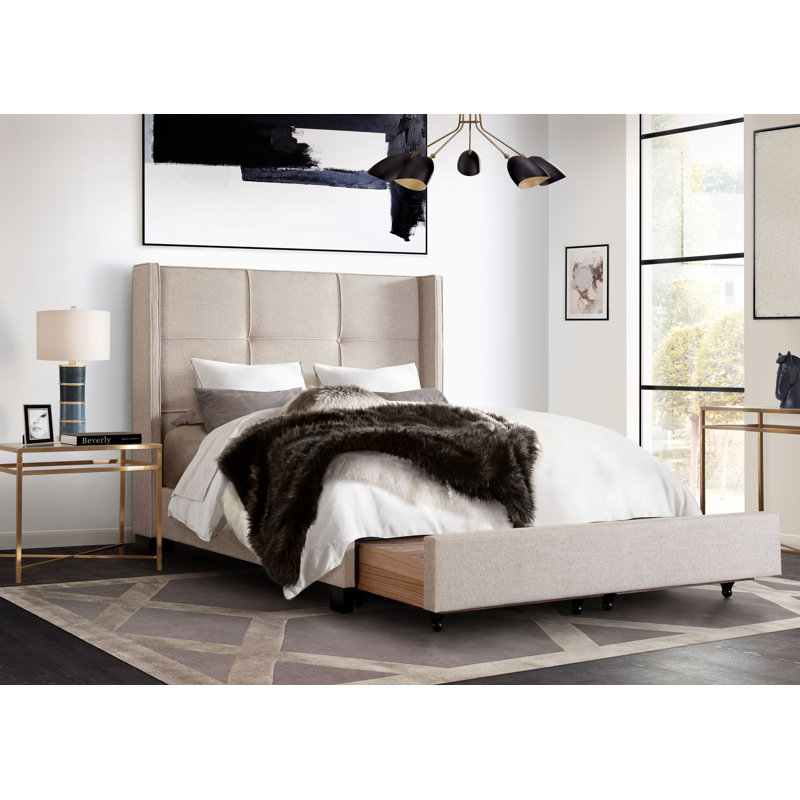Beverly Upholstered Wingback Storage Bed