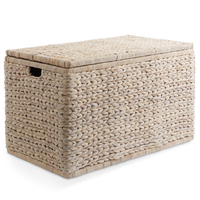 30-in Storage Chest Trunk - Safety Hinge - Whitewash Hyacinth