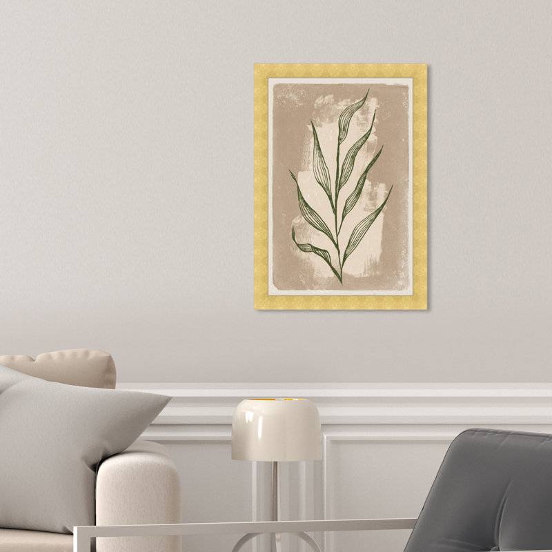 Feuilles illustrées - Peinture sur toile, H 15 po x l 10 po, Papier avec cadre doré