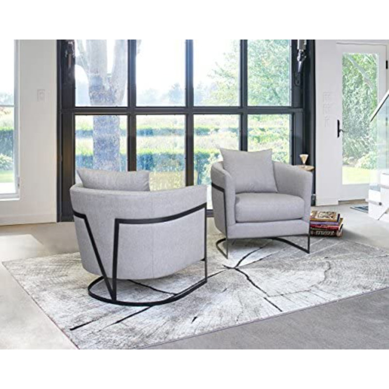 Fauteuil demi-tonneau en polyester de 30,5 cm de large Bemott, Gris