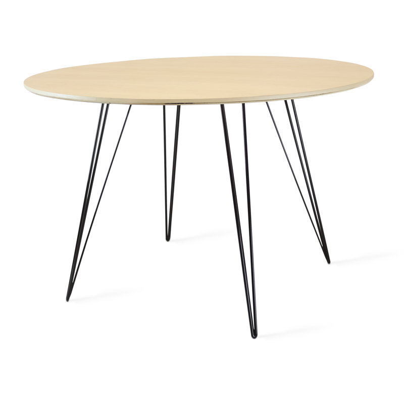 Williams Oval Metal Base Dining Table, Black, 30" H x 54" L x 46" W, Natural