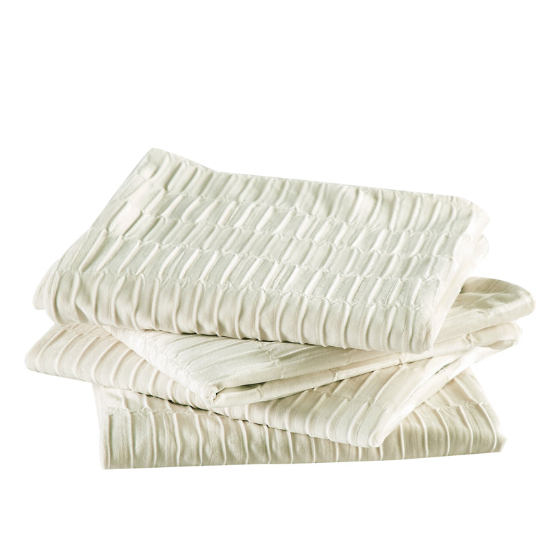 Gardenia Off-White Pleated Polyester Square Pillow Covers Set