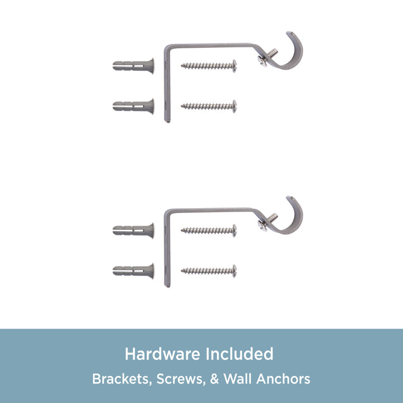 Kendall Brushed Nickel Adjustable Single Curtain Rod Set