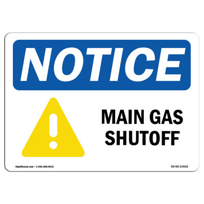 Osha Notice - Notice Main Gas Shutoff Sign