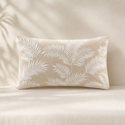 Embroidered Botanical Cotton Pillow Cover