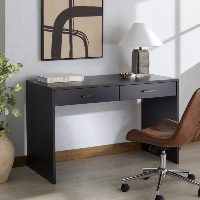 Bureau en bois 2 tiroirs Jessey, Noir