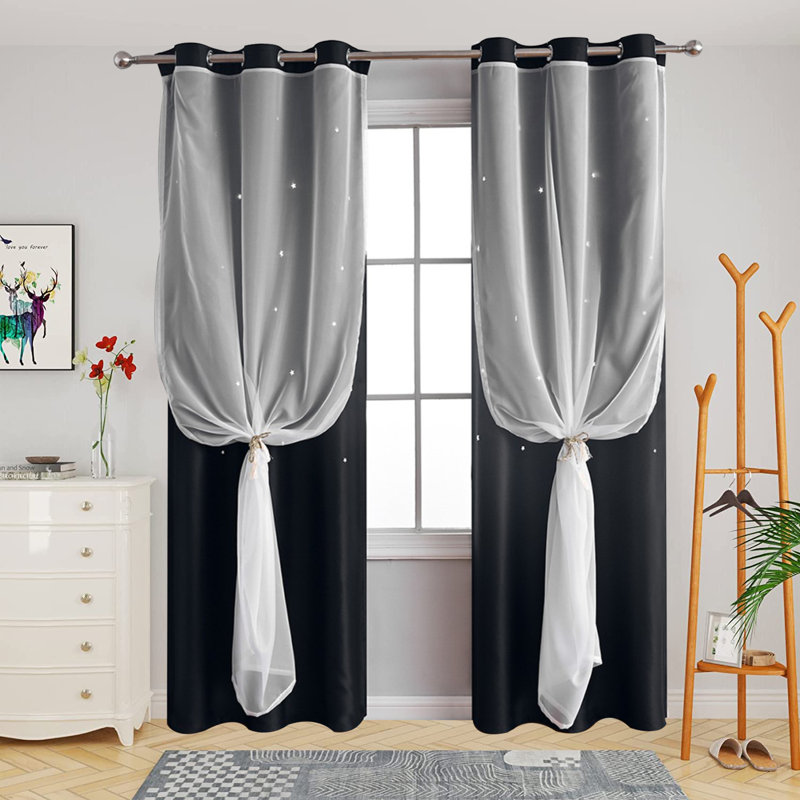 Anthani Room Darkening Curtain Single Panel, Black