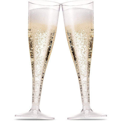 100 flûtes à champagne en plastique