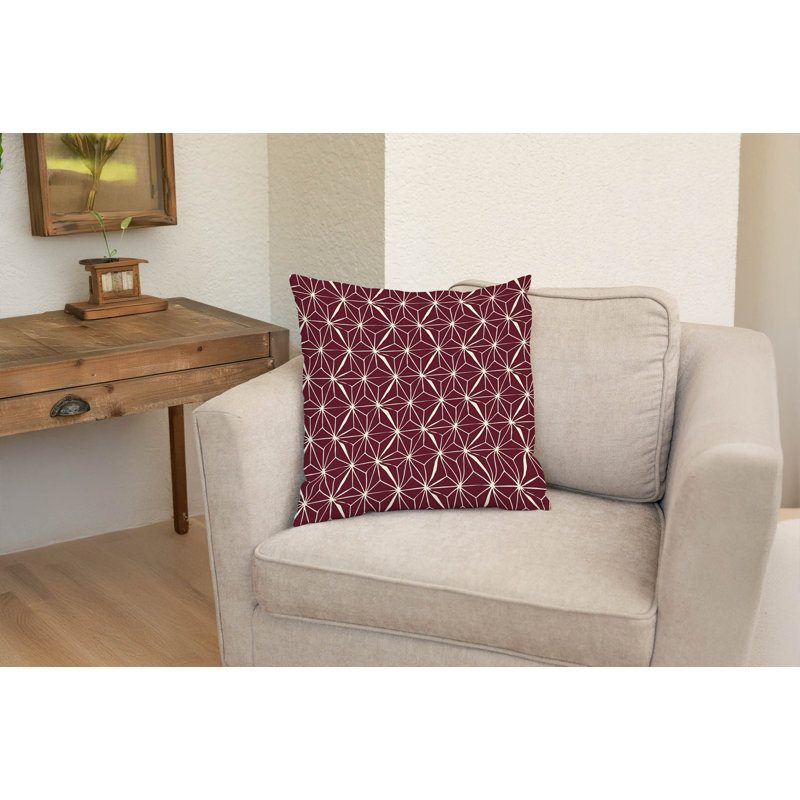 Coussin décoratif Asanoha Star, Rouge vin, Carré 16 po