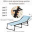 Chaise de plage pliante par - 4 dossier réglable, coussin, siège en filet et à l'élastique, fauteuil inclinable d'extérieur Blue Glow avec 4 positions, filet respirant, bleu, pour une utilisation sur le patio