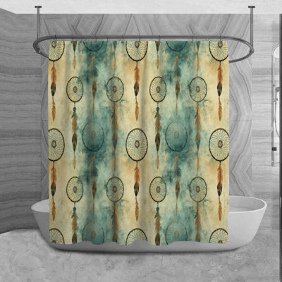 Dream Catcher Shower Curtain Bohemian Bathroom Decor Blue