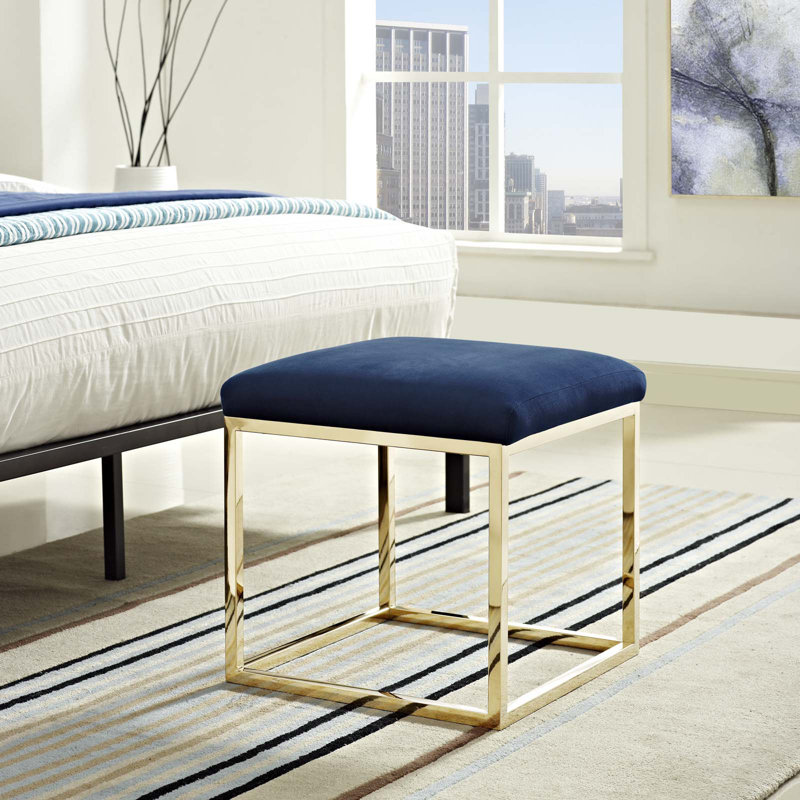 Modway Anticipate Ottoman, Polyester Blend/Velvet Gold/Navy