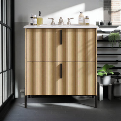 Meuble-lavabo avec lavabo en céramique Hurlburt