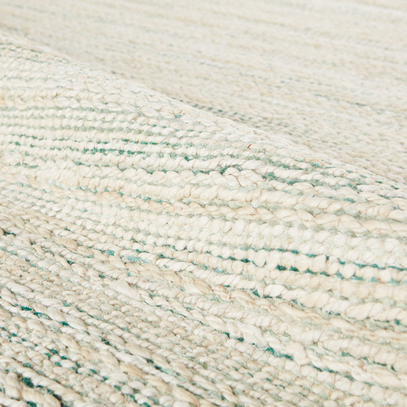 Ian Handmade White/Gray/Teal Area Rug, Rectangle 8' x 10'