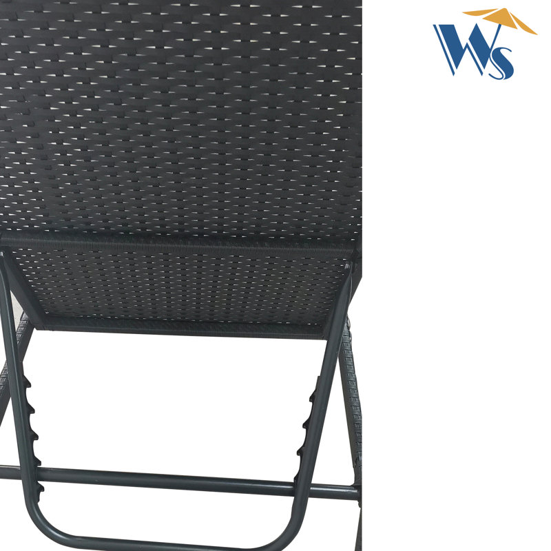Chaise de patio grise - construction, inclinable réglable, pour la pelouse du jardin, Coussin gris / cadre noir