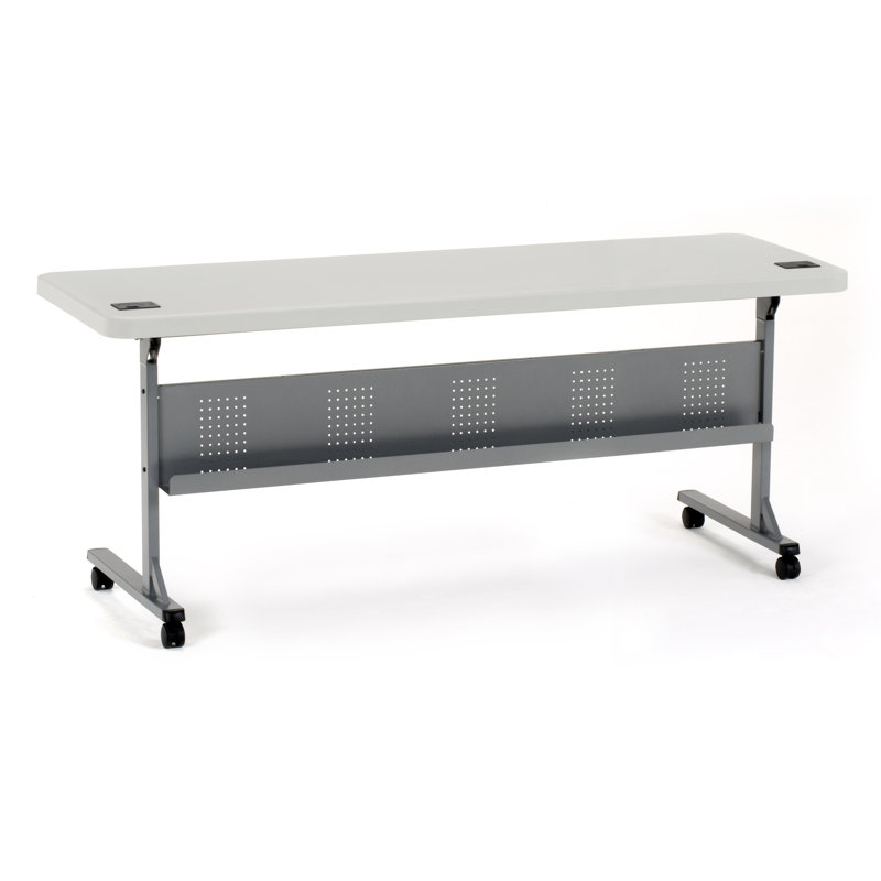 Speckled Gray Polypropylene Folding Training Table with Casters