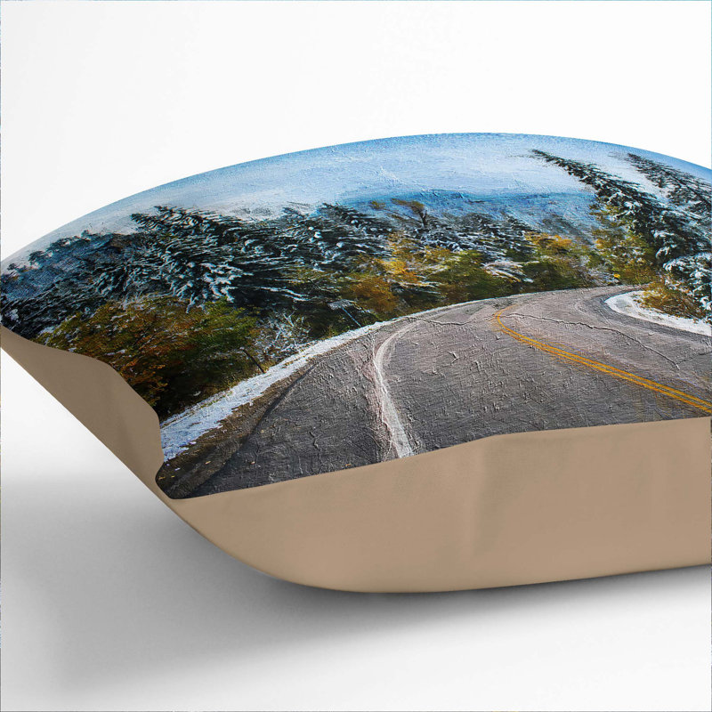 Winter Forest Road Cushion with Filling, Stone, 55cm H x 55cm W x 20cm D