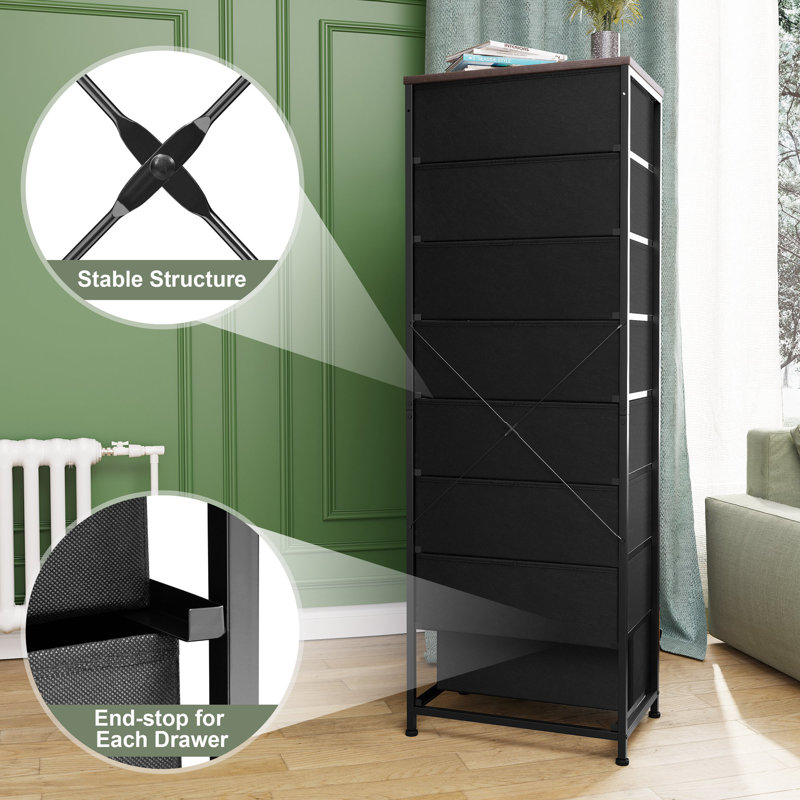 8-drawer Chest Storage Tower Organizer Unit, Rustic Brown, Rustic Brown