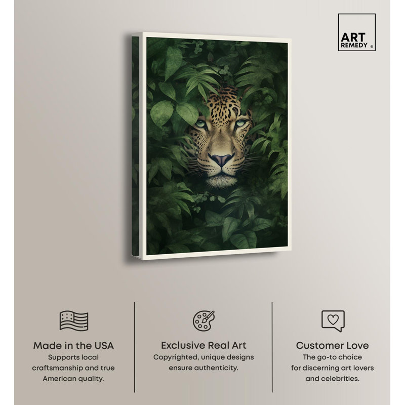 Majestic Leopard in Lush Greenery Canvas Art Print