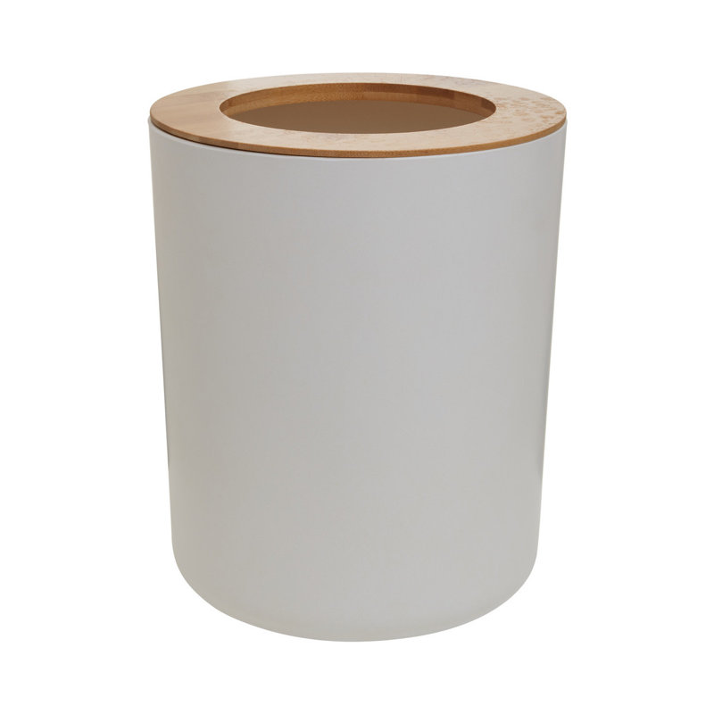 Bamboo Open Waste Bin, White