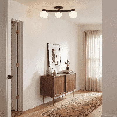 Ollins 3-Light Ceiling Light in Matte Black with Natural Brass
