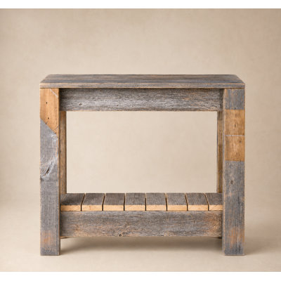 26" Reclaimed Wood Accent Table | Narrow End Table | Solid Wood Side Table (Natural)