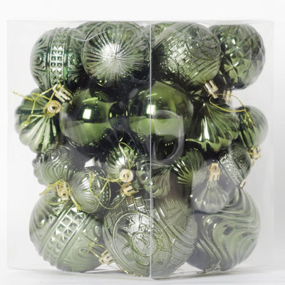 Ensemble d'ornements de Noël avec 36 pièces de décorations d'arbre de Noël incassables avec 7 styles de boules de Noël