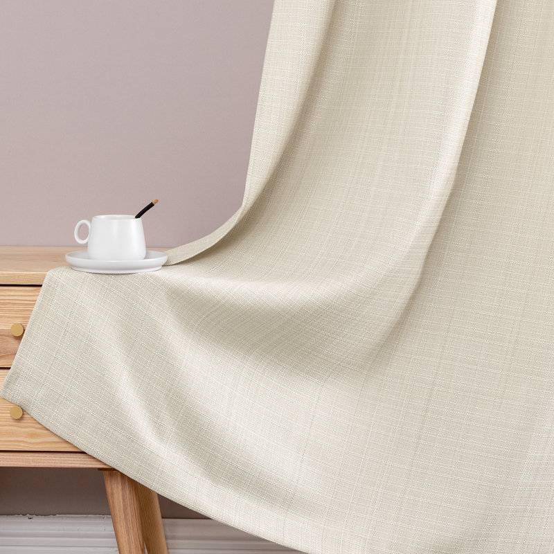 Rideaux à œillets en lin texturé, L 50 po x L 84 po, Beige