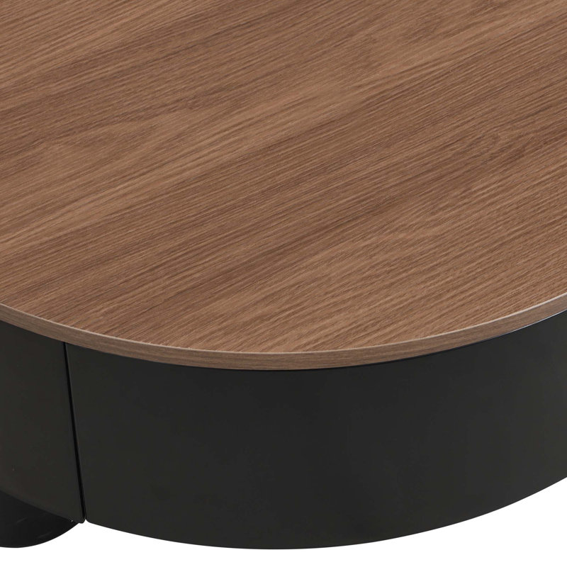 Ensemble de 2 tables basses rondes gigognes, Plateau noir / structure noire