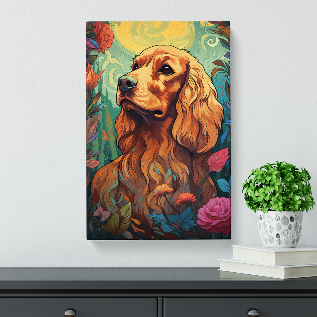Cocker Spaniel Nouveau No.2 - No Frame Art Prints - Wrapped Canvas