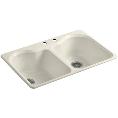 Évier de cuisine à double cuve à montage sur plan L 33 po x l 22 po x 9 5/8 po Hartland