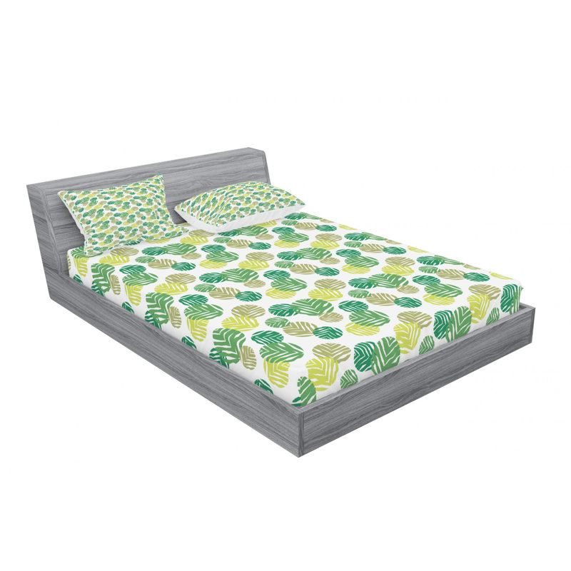 Rowan Microfiber Floral Sheet Set, Queen Sheet Set + Fitted Sheet + 2 Pillowcases, Green/Ivory Floral