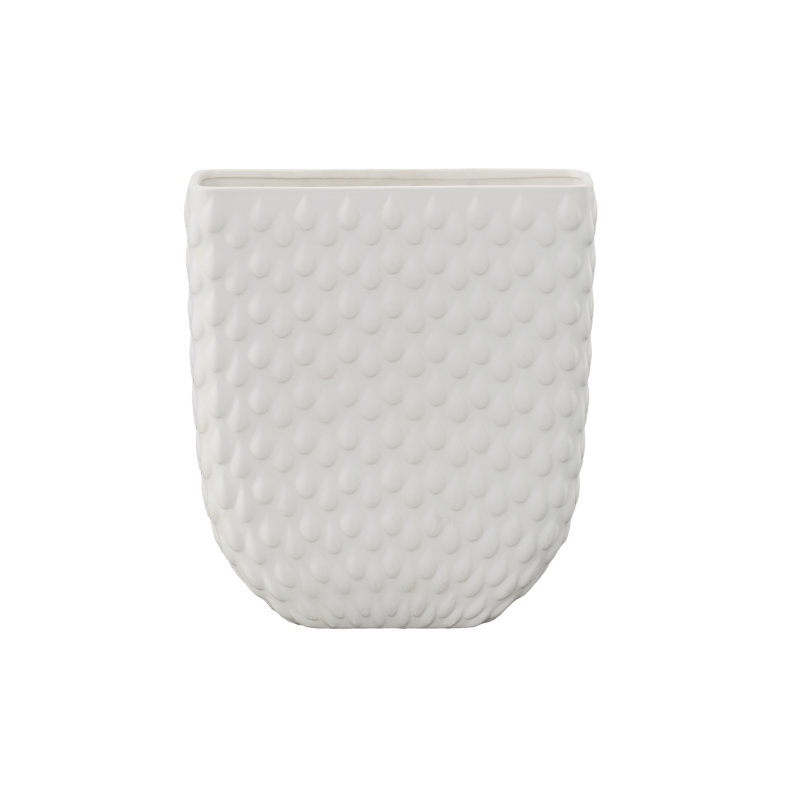 Grand vase rectangulaire en céramique blanc mat