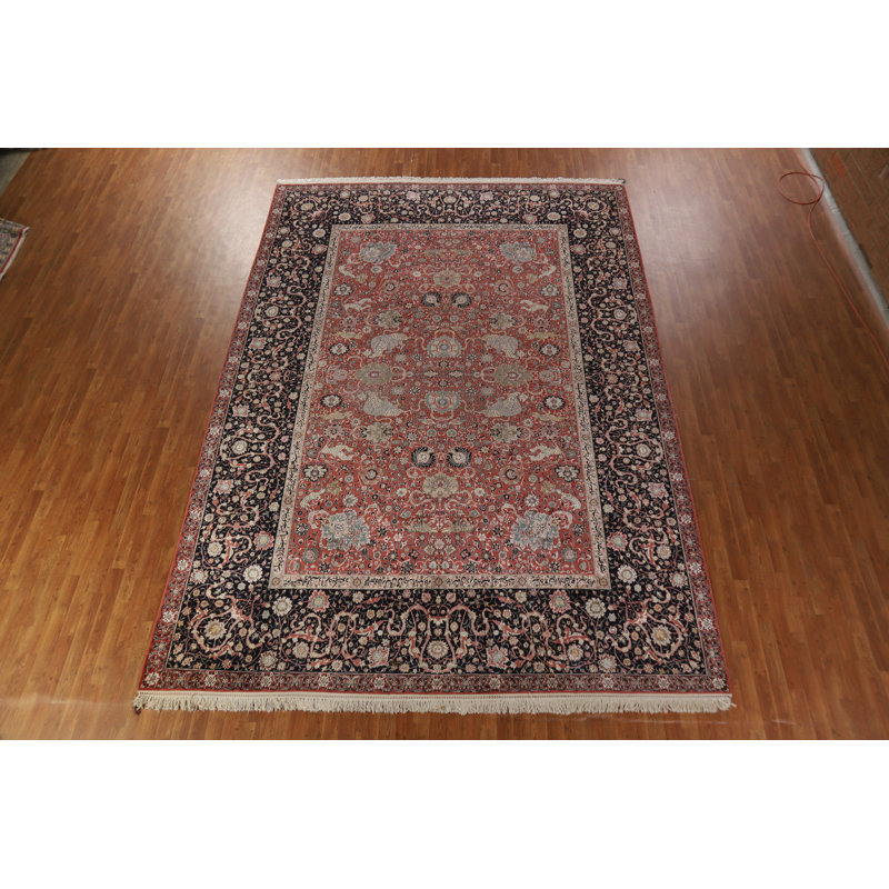 Grand tapis oriental vintage avec animaux de chasse 10 x 14