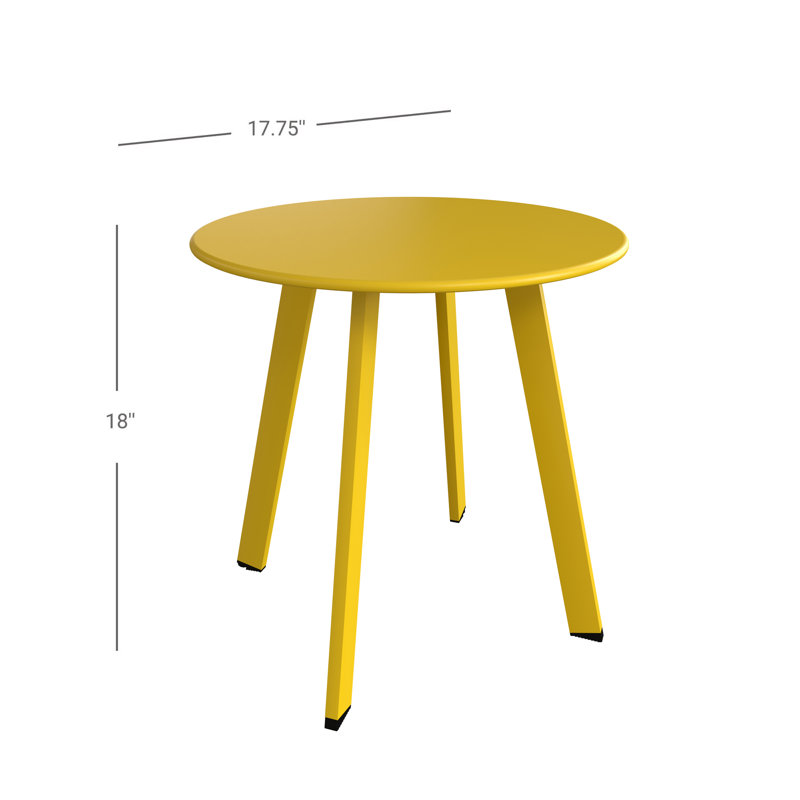 Table d'appoint d'extérieur, table de bout ronde 18 po avec pieds carrés, Jaune