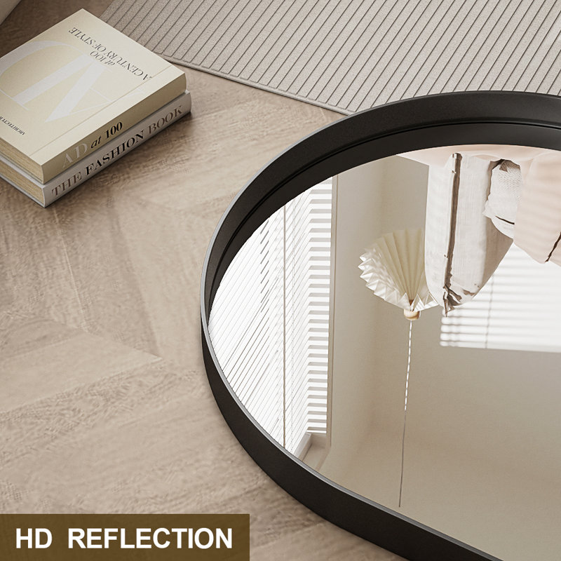 Miroir mural arqué pour salle de bain, 30 po x 20 po, Noir
