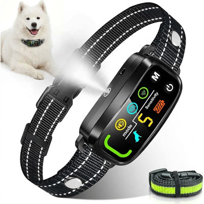 An IP65 waterproof citronella anti-bark collar for small, medium, and large dogs, with 2 included straps and no spray refill; its 5 training modes and adjustable levels use beep, vibration, and spray.