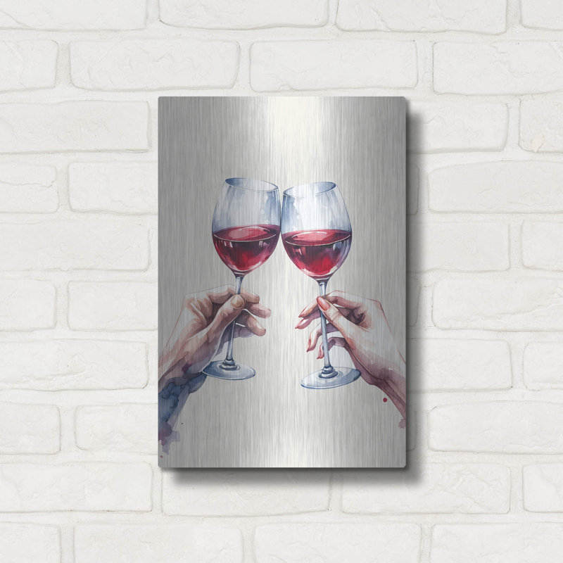 «Wine Cheers» par Andreas Magnusson, art mural en métal, H 16 po x l 12 po