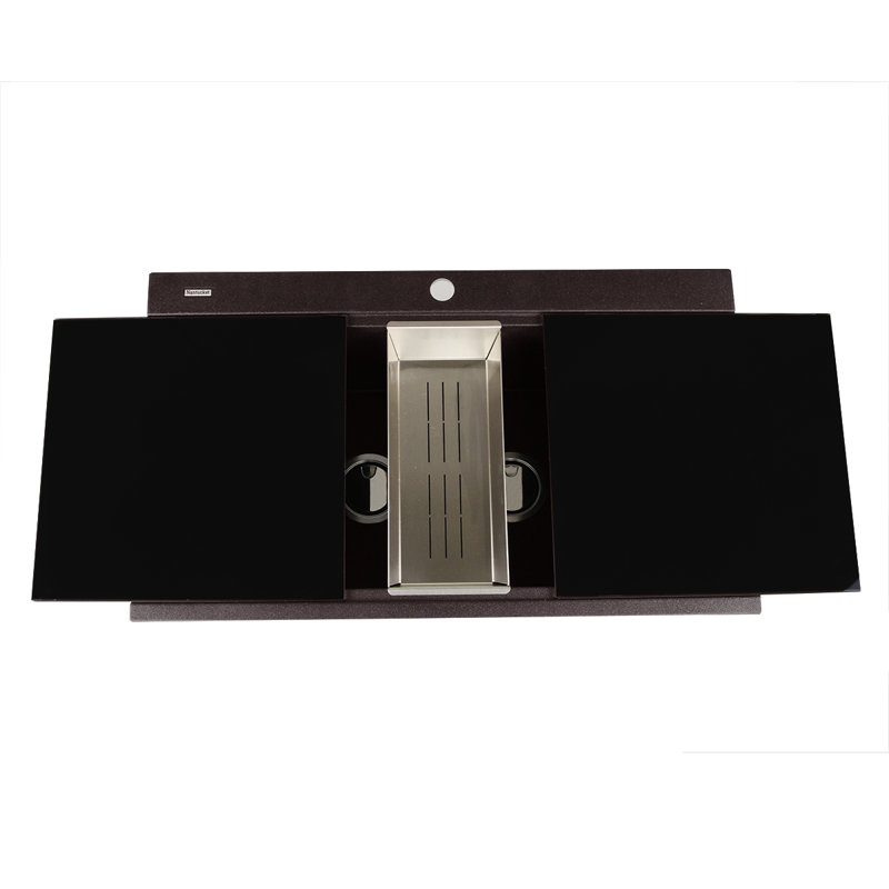 Plymouth 34'' L Drop-In Double Basin Kitchen Sink, Brown