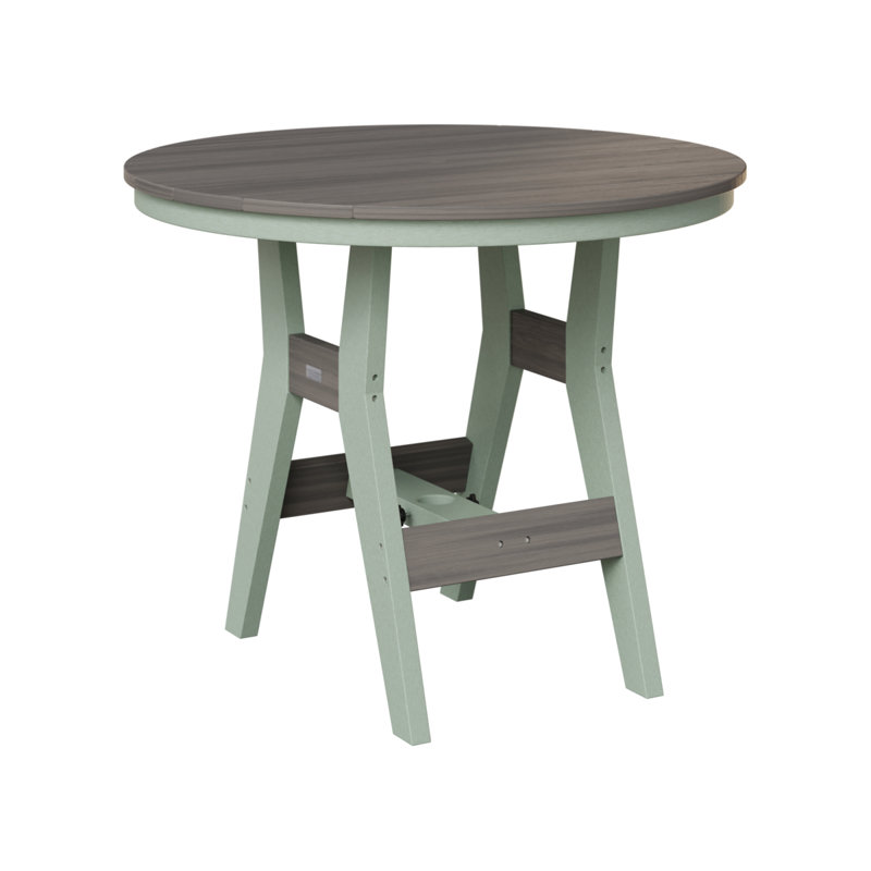 Harbor Outdoor Round Dining Table, Seafoam, Coastal Gray