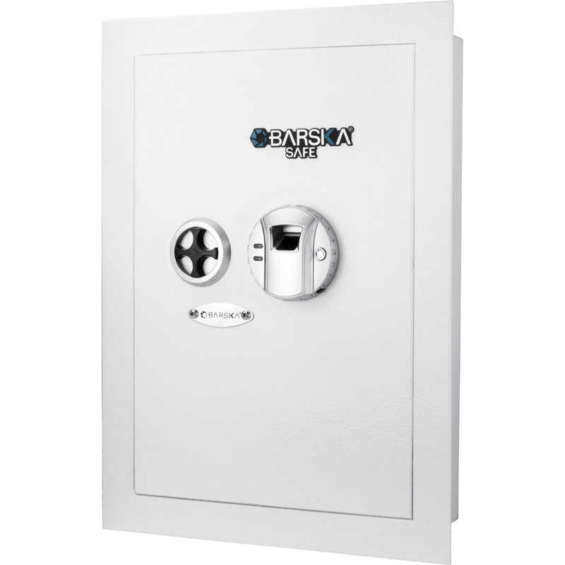White Steel Biometric Fingerprint Wall Safe with Batteries