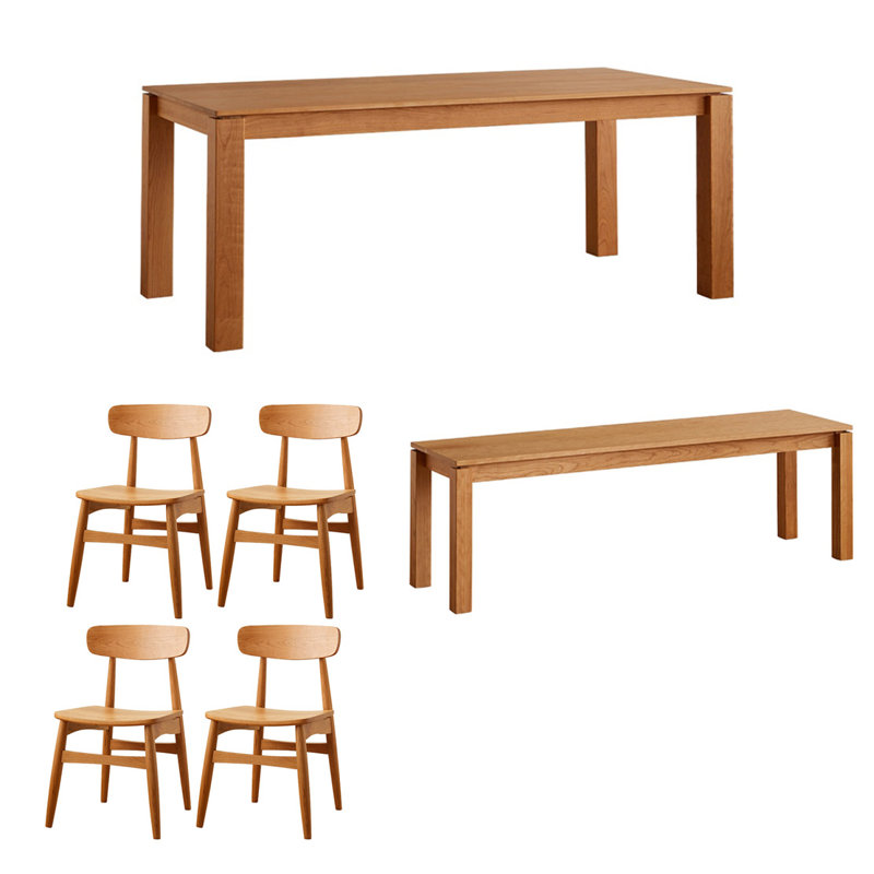 Steady and elegant solid wood table set, 29.52"H x 82.67"L x 33.46"W