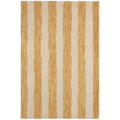 Silas Stripe Gold Hand Micro Hooked Wool Rug