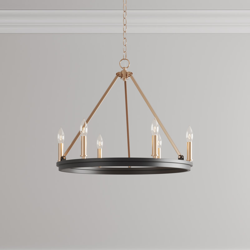 6 - Light Dimmable Wagon Wheel Chandelier
