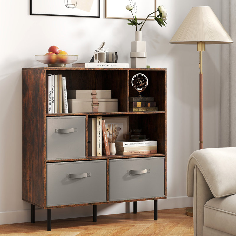 105cm H x 90cm W Cube Bookcase, Brown