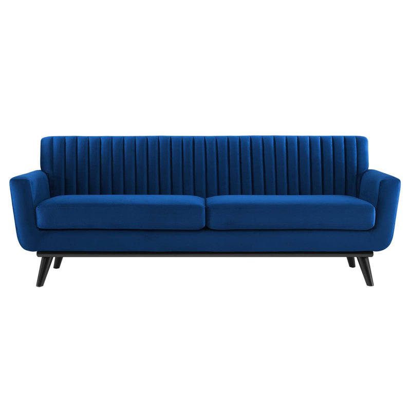 Engage Channel Tufted Fabric Sofa, Navy