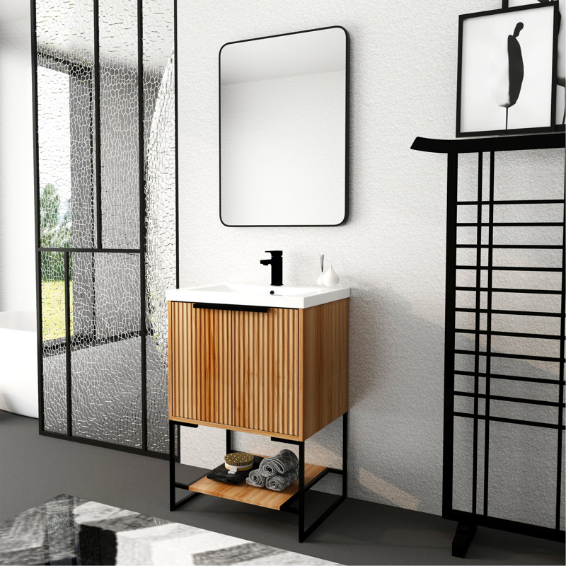 Meuble-lavabo autoportant de 24 po avec lavabo en résine