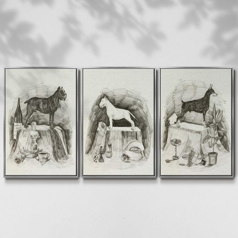 " A Gentleman I " 3 - Pieces, Silver, 40" H x 78" W